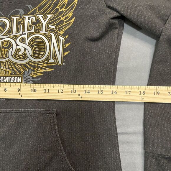 Harley-Davidson Hoodie Black Womens Size Small Pullover Drawstring Pocket - Picture 10 of 13